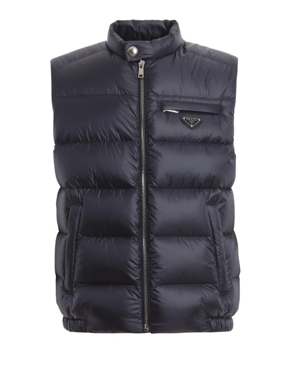 PRADA: padded jackets - Navy Ripstop nylon padded vest