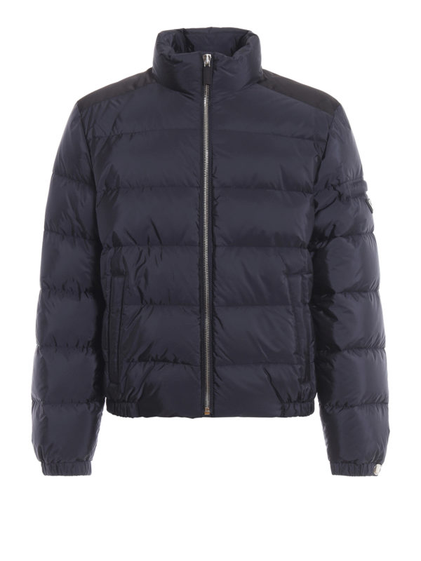 PRADA: padded jackets - Semi glossy navy nylon puffer jacket