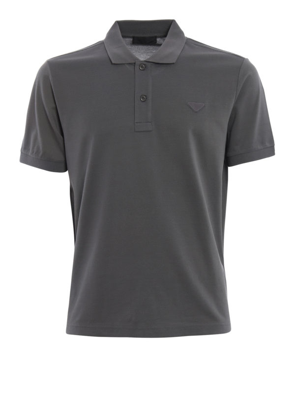 PRADA: polo shirts - Patch cotton pique polo