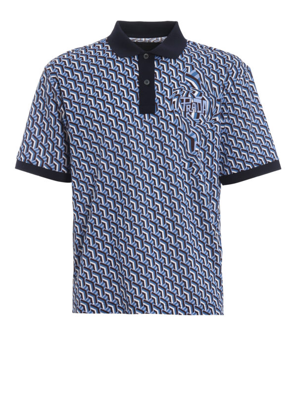 PRADA: polo shirts - Patterned piqué polo shirt