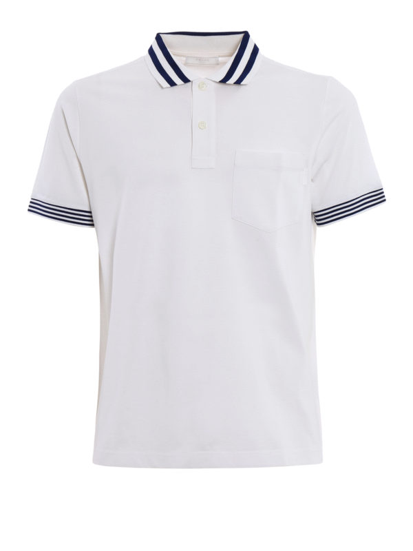 PRADA: Polos - Polo Blanco Para Hombre