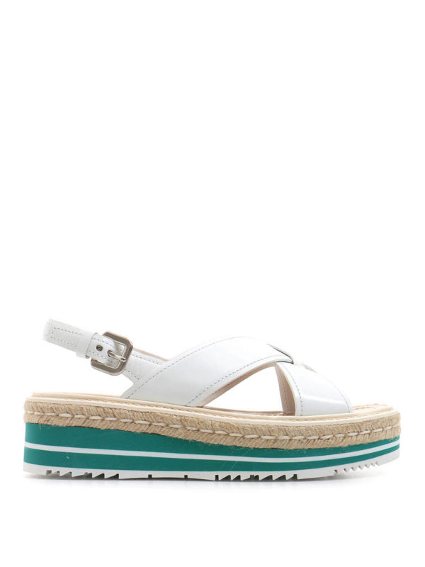 PRADA: sandals - Criss cross leather sandals