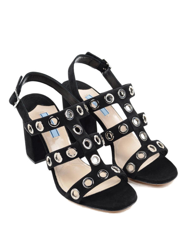 PRADA: sandals - Suede sandals with grommets