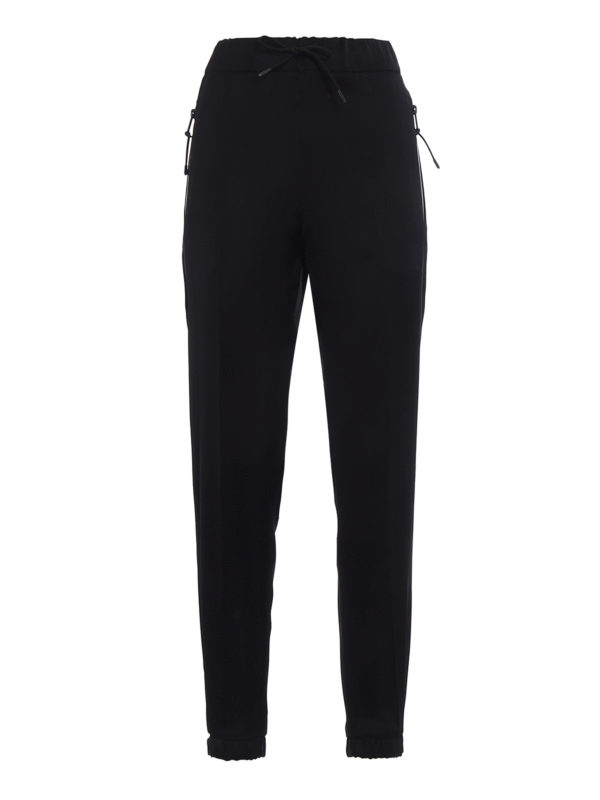 PRADA: Tailored & Formal trousers - Solid black satin pull-on trousers