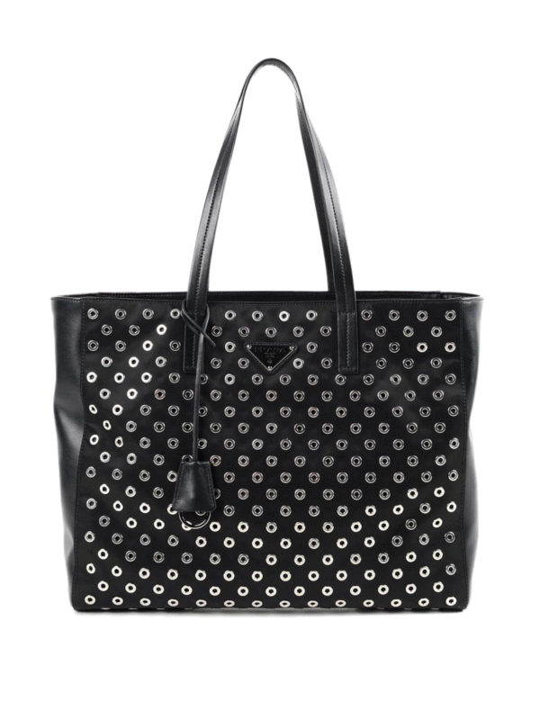 PRADA: totes bags - Grommet leather bag