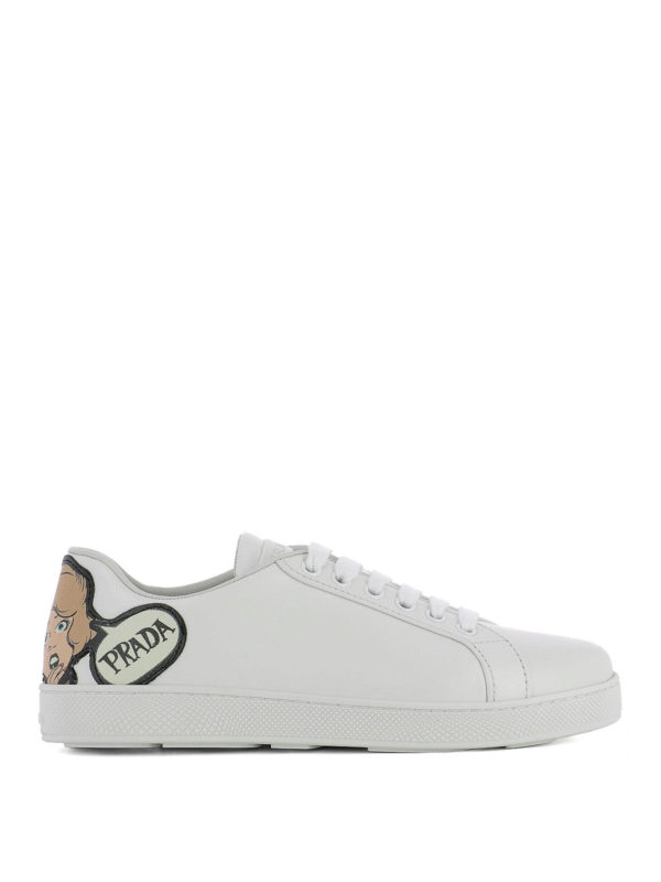 PRADA: trainers - Comic strip patch leather sneakers