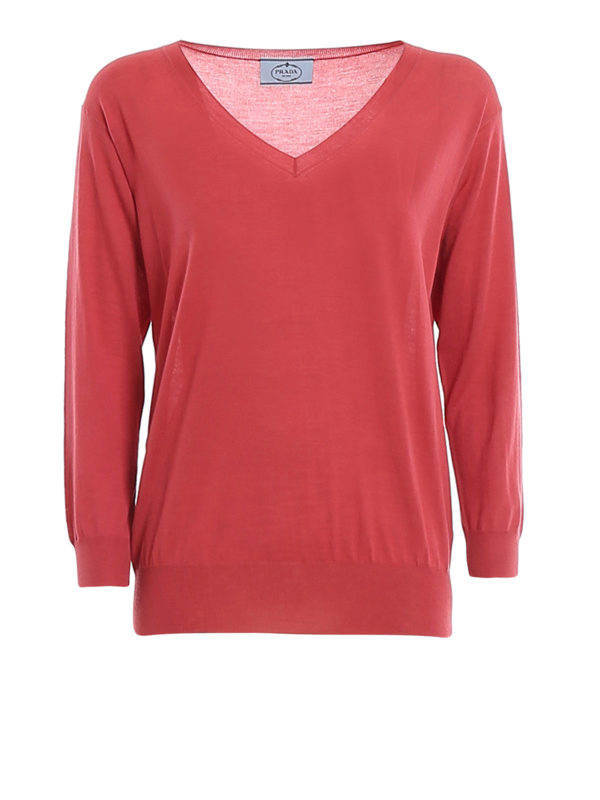 PRADA: v necks - Worsted wool V-neck sweater