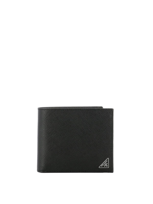 PRADA: wallets & purses - Black leather bifold wallet