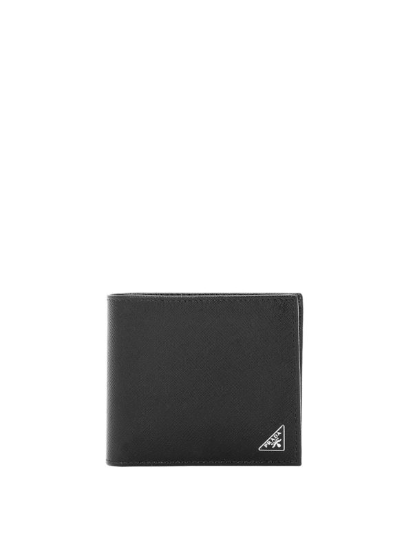 PRADA: wallets & purses - Black saffiano bifold wallet