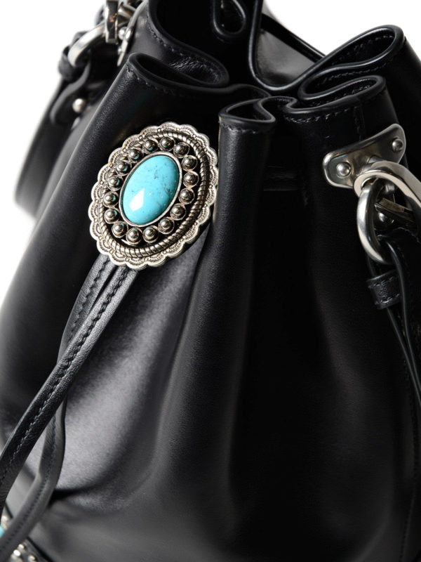 Precious stones leather bucket bag shop online: PRADA