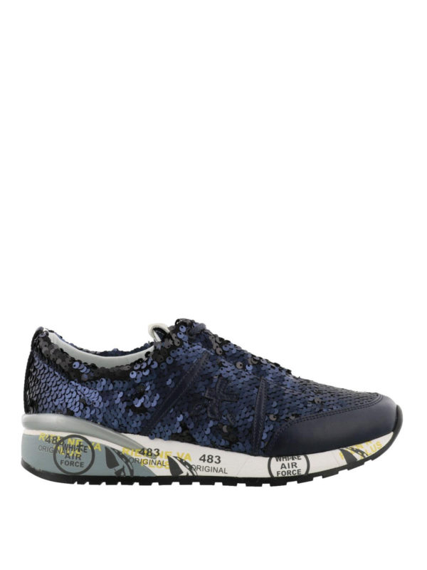 PREMIATA: trainers - Ann blue sequin sneakers