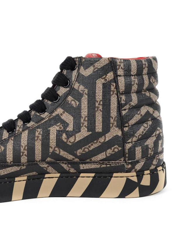 Printed canvas high top trainers shop online: GUCCI