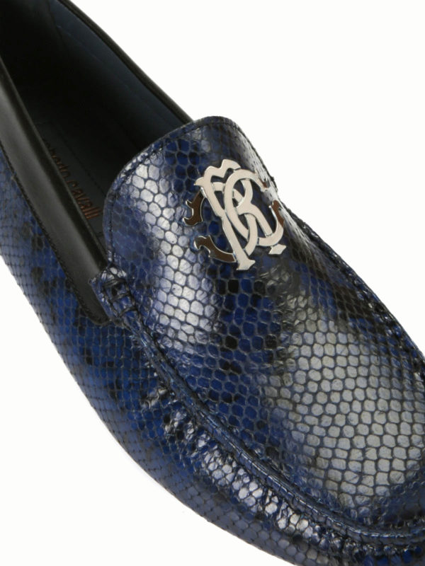 Python leather loafers shop online: ROBERTO CAVALLI