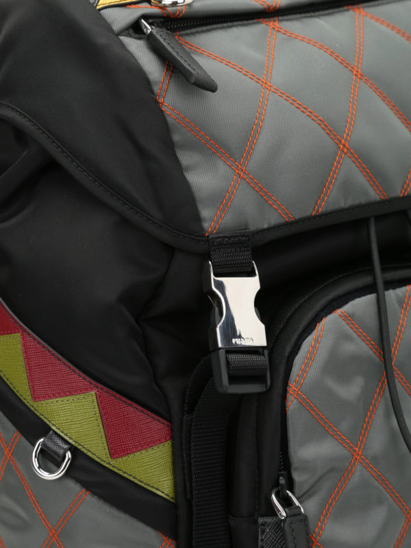 Quilted multicolour backpack shop online: PRADA