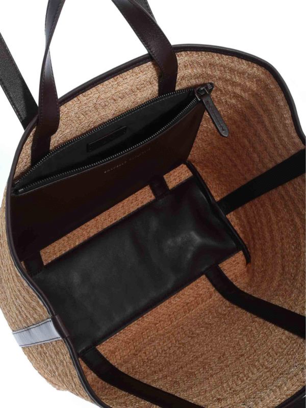 Raffia bag in beige shop online: BRUNELLO CUCINELLI