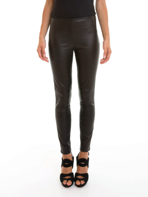 RALPH LAUREN: Pantalons en cuir online - Stretch leather leggings