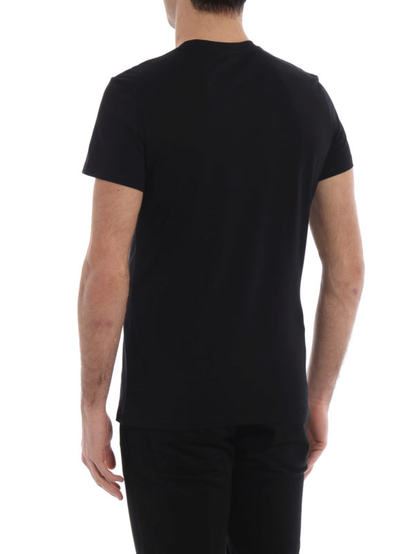 Relief gold-tone logo black T-shirt shop online: Balmain