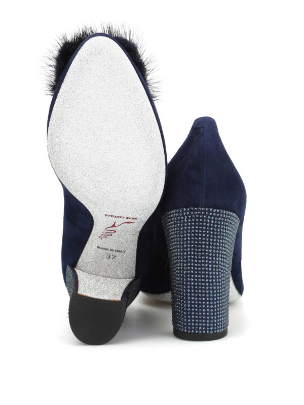 Fur insert jewel suede pumps, image 5 of 5
