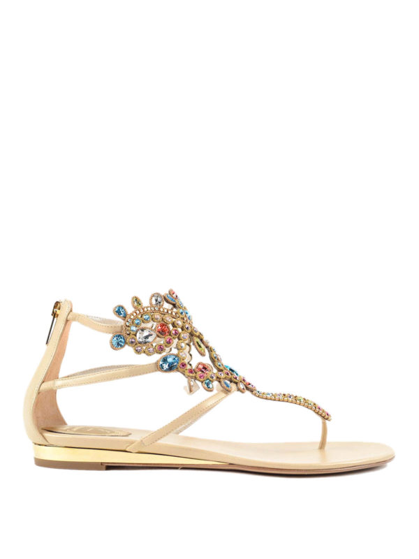 RENE CAOVILLA: sandals online - Crystal detailed leather sandals