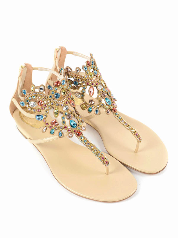 RENE CAOVILLA: sandals - Crystal detailed leather sandals