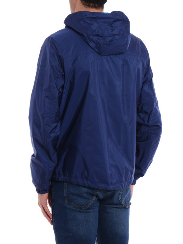 Reversible blue hooded jacket shop online: PRADA