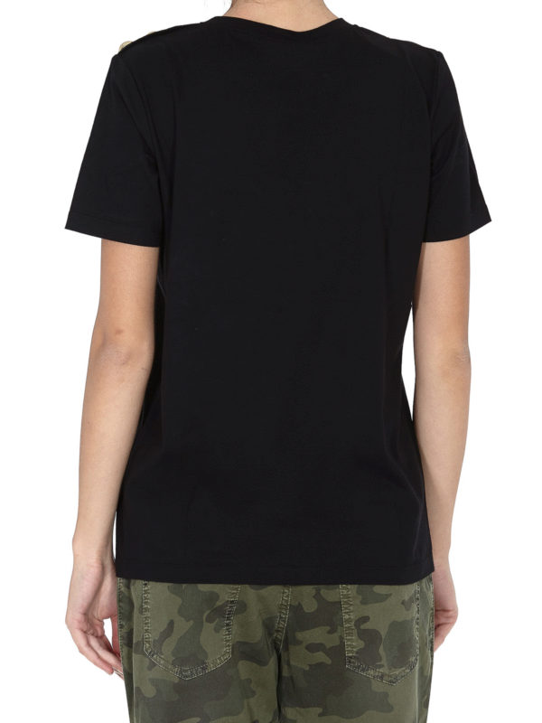 Rhinestone logo T-shirt shop online: Balmain
