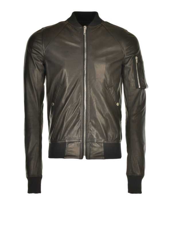 RICK OWENS HUN: leather jacket - Leather bomber jacket
