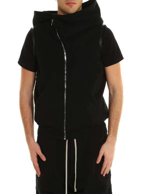 سویشرت Rick Owens - Leather trims sleeveless hoodie - DU17S5286FLD09