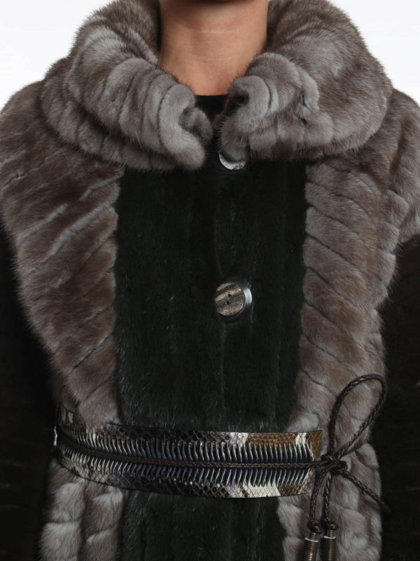Rindi buy online Mink fur and python belt coat