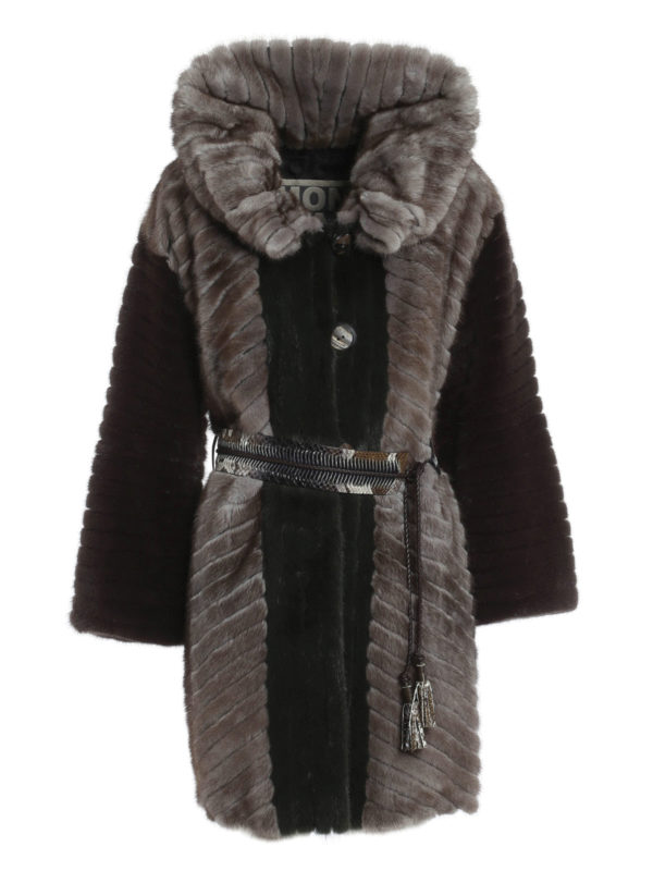 Rindi: Fur & Shearling Coats - Mink fur and python belt coat