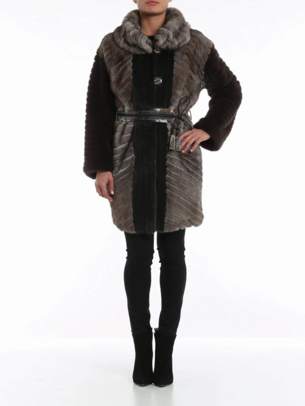 Rindi: Fur & Shearling Coats online - Mink fur and python belt coat
