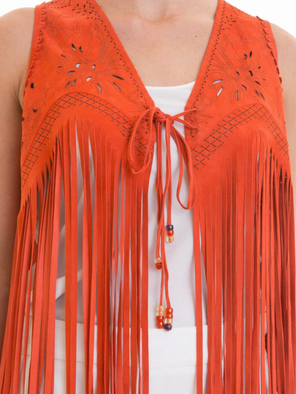 ROBERTO CAVALLI buy online Fringed suede waistcoat