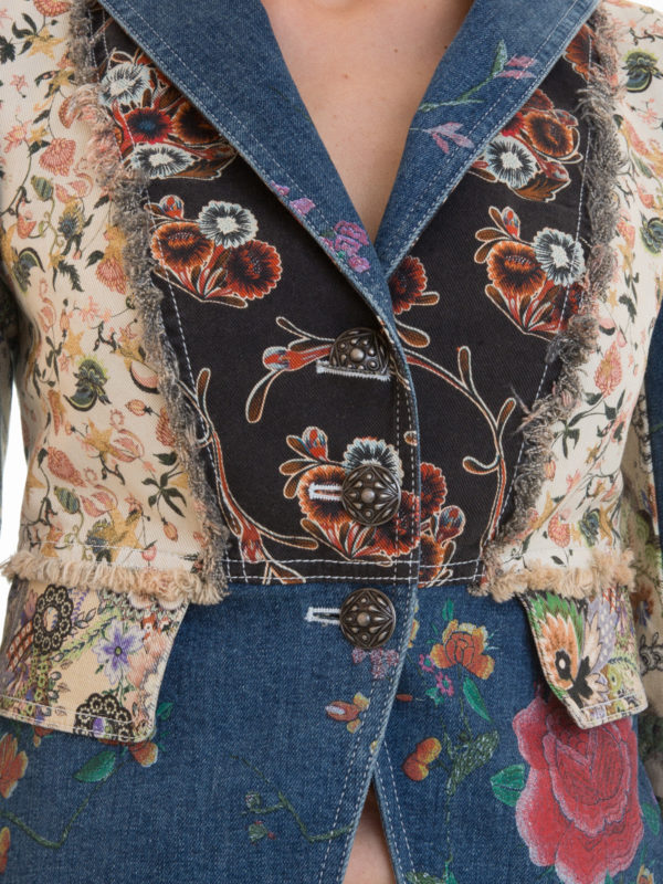 ROBERTO CAVALLI buy online Patterned denim patchwork blazer