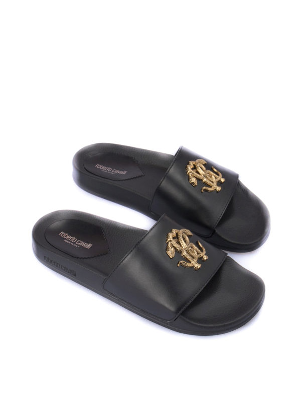 ROBERTO CAVALLI: sandals online - Applied logo slides