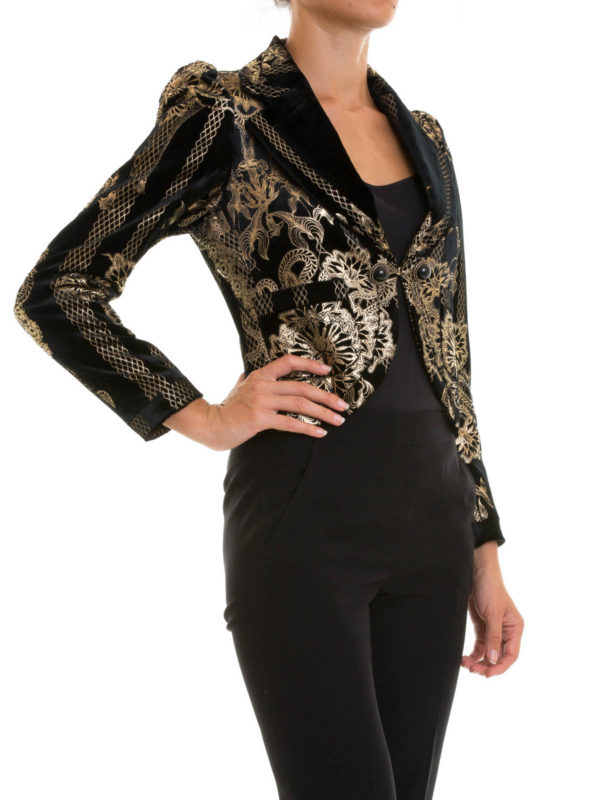 ROBERTO CAVALLI: Tailored & Dinner online - Baroque patterned velvet jacket