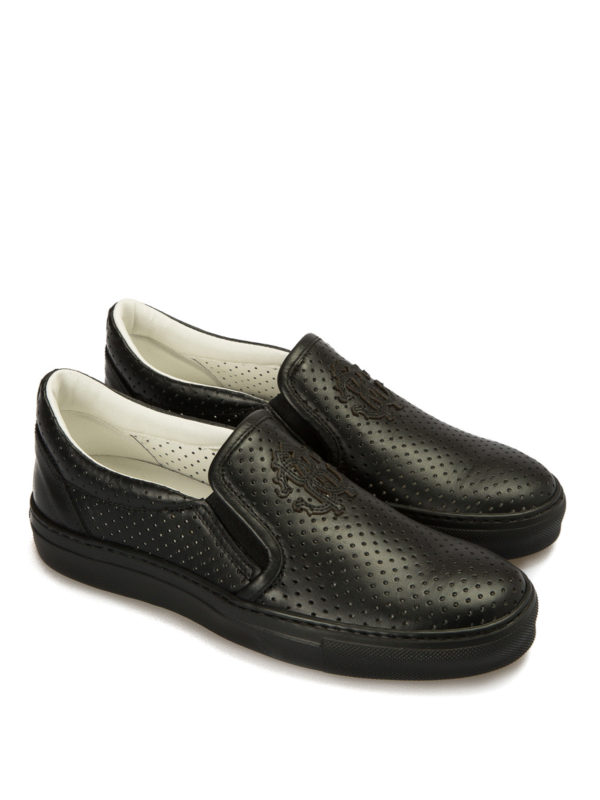 ROBERTO CAVALLI: trainers online - Drilled leather slip-ons