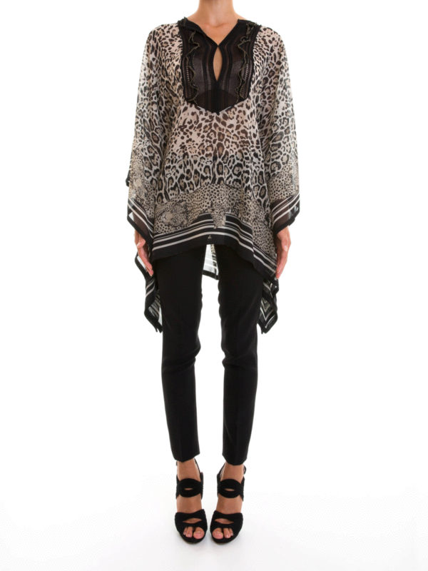 ROBERTO CAVALLI: tunics online - Printed silk tunic