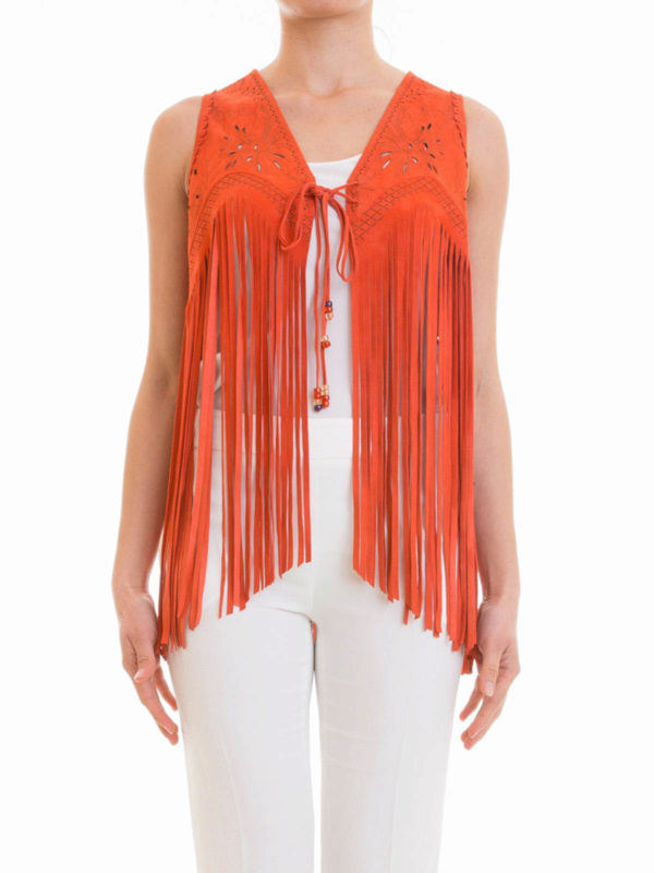 ROBERTO CAVALLI: waistcoats & gilets online - Fringed suede waistcoat