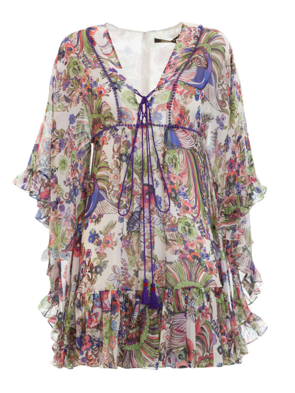 ROBERTO CAVALLI: ショートドレス - ショートドレス Bell Heather - マルチカラー