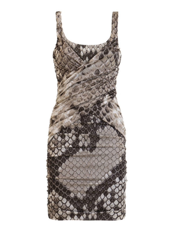 ROBERTO CAVALLI: short dresses - Macro Python print draped dress
