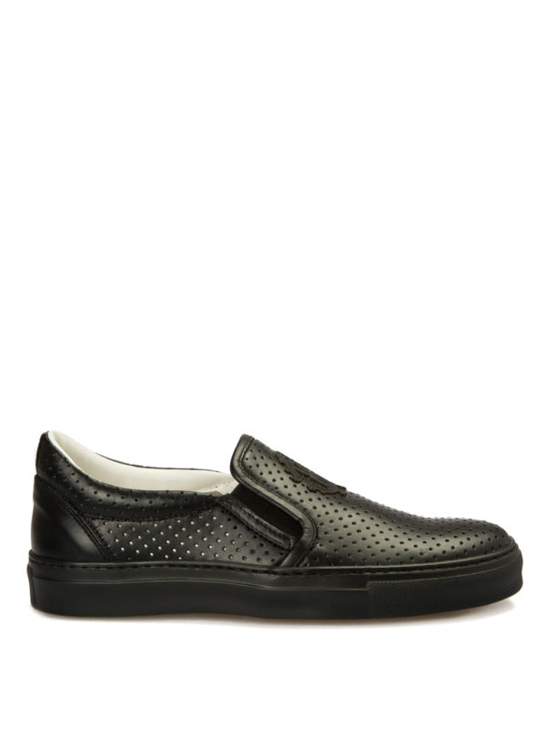 ROBERTO CAVALLI: trainers - Drilled leather slip-ons