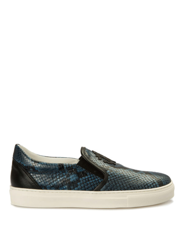 ROBERTO CAVALLI: Chaussures de sport - Baskets Bleu Pour Homme