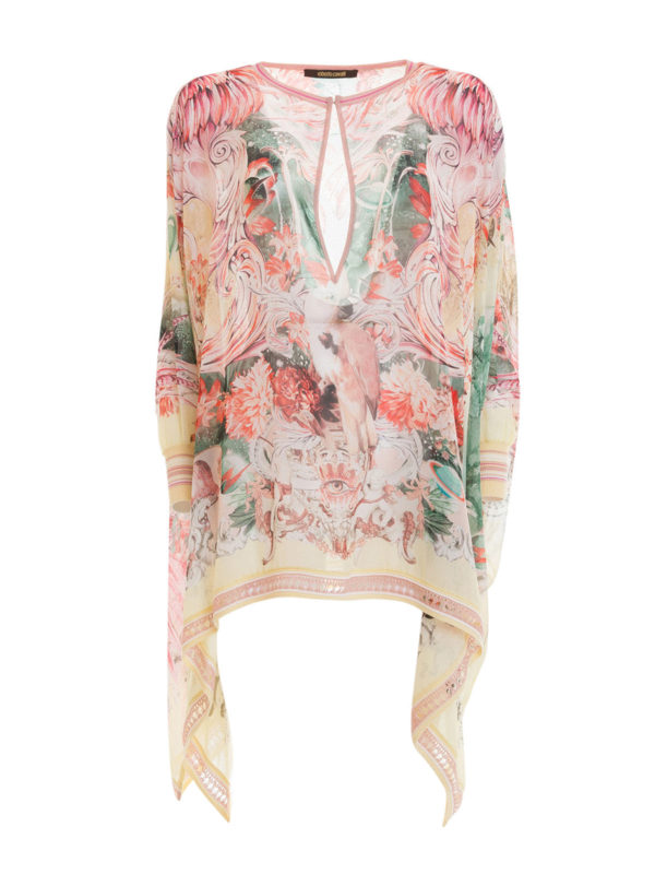 ROBERTO CAVALLI: tunics - Phoenix silk kaftan
