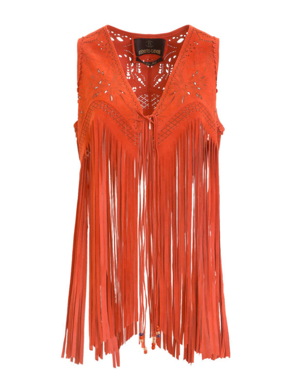 ROBERTO CAVALLI: waistcoats & gilets - Fringed suede waistcoat