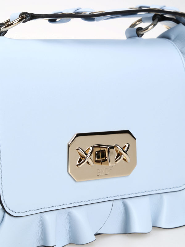 Rock Ruffles sky leather cross body bag shop online: VALENTINO RED