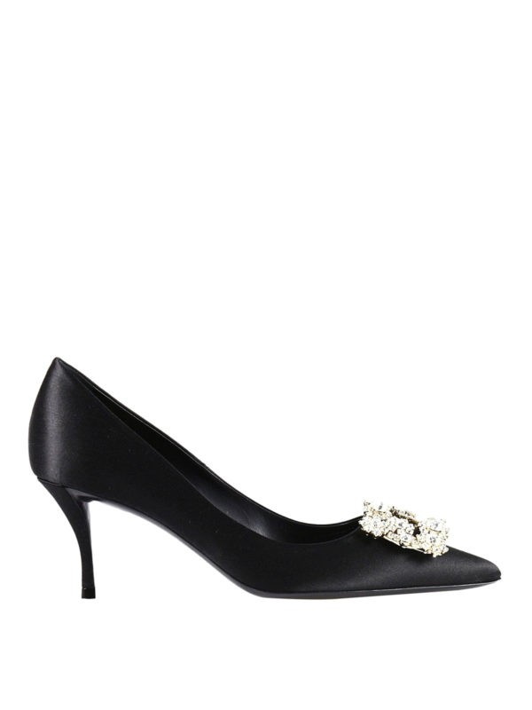 ROGER VIVIER: court shoes - Flower Strass buckle satin pumps
