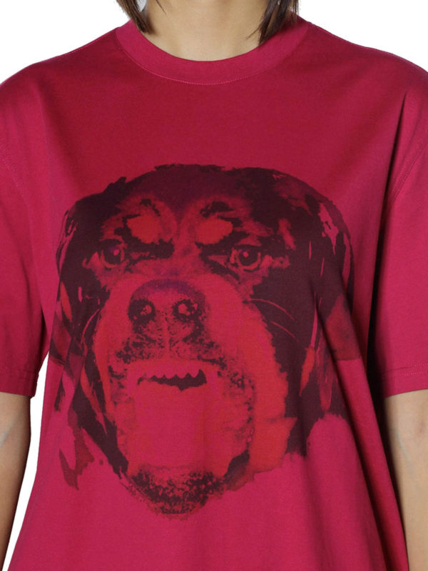 Rottweiler print fuchsia T-shirt shop online: GIVENCHY