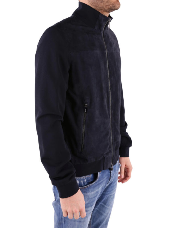 RRD: leather jacket online - Polisuede Val blue jacket