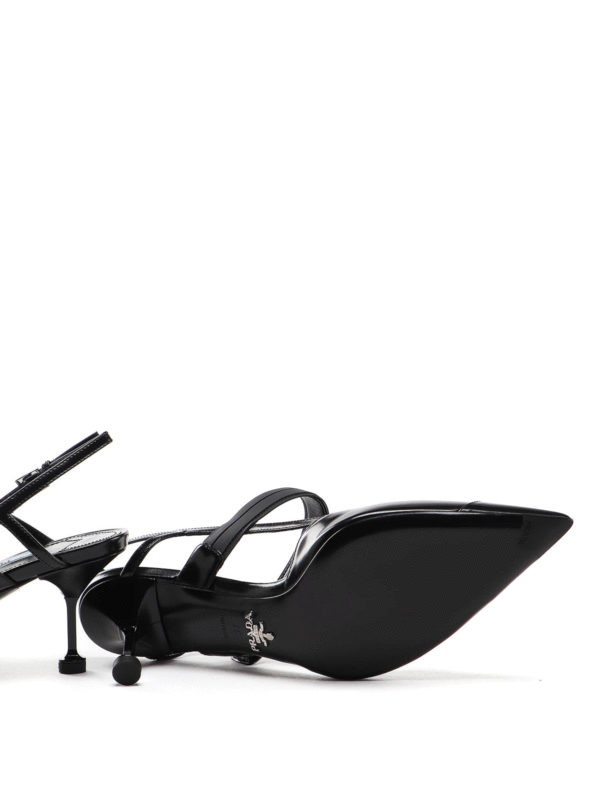 Rubber strap leather pumps shop online: PRADA