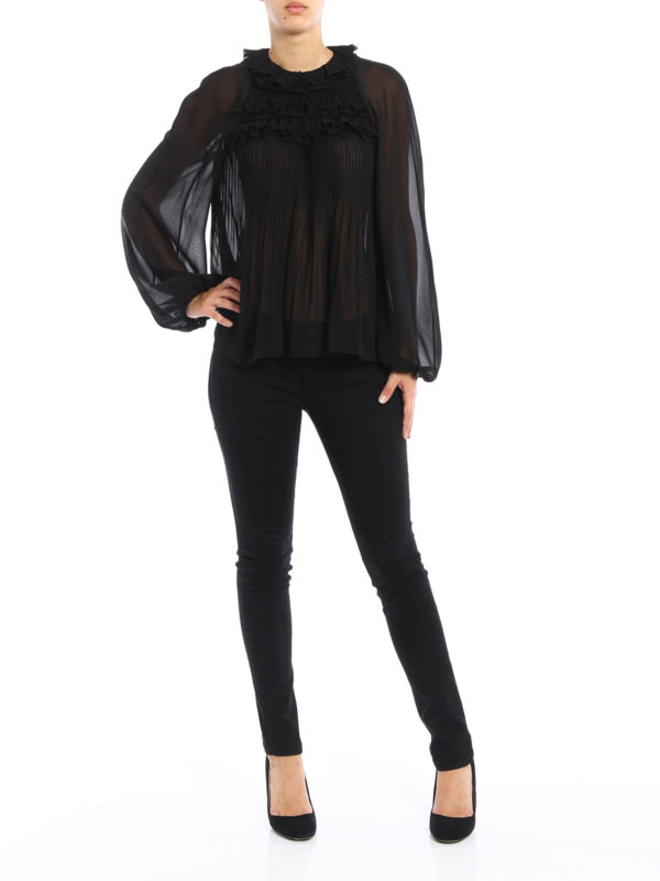 Ruched pleated blouse shop online: GIAMBA